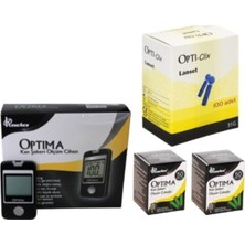 Optima Kan Şekeri Ölçüm Cihazı + 100 Ölçüm Çubuğu + 100 Lanset Medikal Ürünler