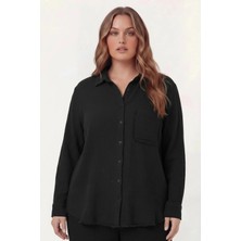 Rmg Müslin Kumaş Büyük Beden Gömlek Siyah