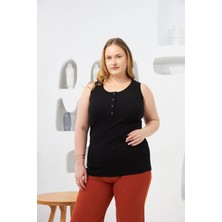 Rmg Ön Çıtçıtlı Büyük Beden Kaşkorse Atlet Siyah