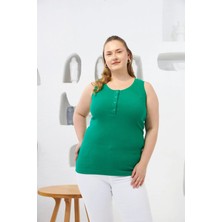 Rmg Ön Çıtçıtlı Büyük Beden Kaşkorse Atlet Yeşil