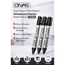 Onas Siyah Beyaz Tahta Kalemi Whiteboard Marker Düşük Kokulu 3 Adet