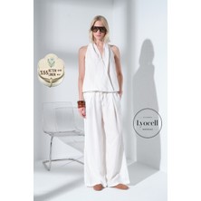 Maule Keten Lyocell Lastikli Geniş Paça Palazzo Rahat Kalıp Pantolon @karya