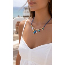 Derin's Design Art Yeni Sezon Koyu Mavi Kordon Deniz Temalı Charm Kolye