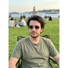 İdo Optik Retro Oval Unisex Güneş Gözlüğü - Gümüş Metal Çerçeve Koyu Füme Cam