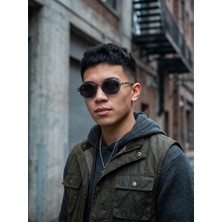 İdo Optik Unisex Füme Şeffaf Çerçeve Retro Sekizgen Geometrik Güneş Gözlüğü UV400 Korumalı