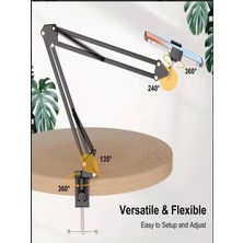 CAILON Teleskopik Telefon Tripodu 360 Derece Ayarlanabilir Masaüstü Süspansiyonlu Üst Çekim Yayıncı Standı