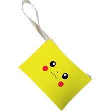 Beam Pikachu Desenli Fermuarlı Portföy Clutch Çanta Çok Renkli Kumaş ile Şık Görünüm