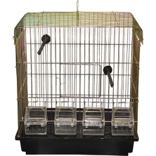 Canser Sarı Galvaniz 4 Yemlikli Kanarya Kafesi 25x38x43 cm Kolay Kullanım İçin Tasarlandı