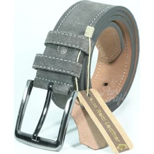 Partscraft Süet Deri Kemer Erkek 4 cm Gri Premium Üretim Eskimez Deforme Olmaz