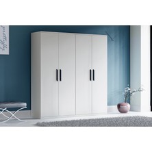 Metalia 4 Kapılı Beyaz Gardırop Sunta Malzeme ile Klasik Tasarım Ayna Yok