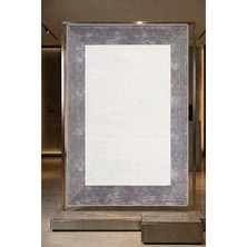 Ceremony Home Modern Tema Gri Oturma Odası Halısı Saçaksız 80 x 150 cm Dokuma Taban