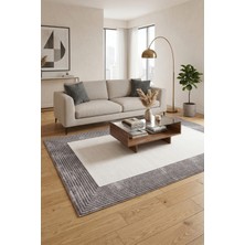 Ceremony Home Modern Tema Gri Oturma Odası Halısı Saçaksız 80 x 150 cm Dokuma Taban