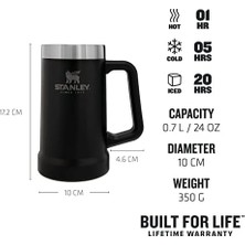 Stein Vakumlu Termos Bardak, Mat Siyah, 0.7 Litre