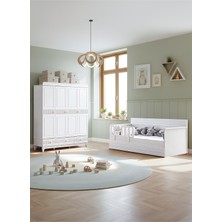 Setay Bakü Çocuk Odası, Bakü 4 Kapaklı Dolap, Bakü Yavrulu Karyola - Beyaz