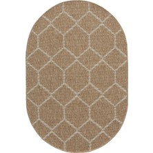 Seyran Halı India Hasır Görünümlü Oval Halı 669 Beyaz