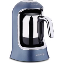 Korkmaz Kahvekolik Azura Mavi Otomatik Kahve Makinesi 1000 ml Kapasite ile Paslanmaz Çelik Cezve