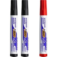 Bic Beyaz Tahta Kalemi Velleda 1701 Set 4 Parça Siyah ve Kırmızı Renkli Yazı Tahtası Kalemi