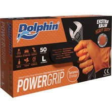 Bisepetim Dolphin Powergrip Ekstra Kalın Turuncu Nitril Eldiven 50 Li L Beden