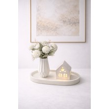 Perivar Dekoratif Mumluk Ev Seti | Taş Tozu Ev Mumluk & Vazo Tepsi Seti Minimal Salon Dekoru