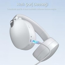 Aula A500 Hybrid Anc 2.4ghz Kablosuz ve Bluetooth 5.4 Aux Mikrofonlu Kulak Üstü Kulaklık Beyaz