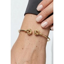 Oroline Kuyumculuk 14 Ayar Düğüm Desenli Kadın Altın Kelepçe Bileklik