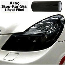 Meyzone Koyu Parlak Siyah Far Stop Filmi 100 cm x 30 cm Çizik Engelleyici Folyosu
