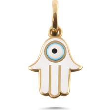 Zeya Kuyumculuk 14 Ayar Altın Beyaz Mineli Fatma Ana Eli Kolye Ucu