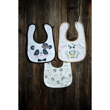 Mai Perla Panda Temalı Pamuklu Microfiber Unisex Bebek Mama Önlüğü
