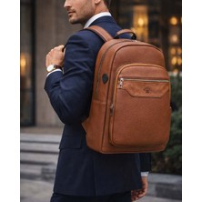 Derise Club Siyah  Deri USB Çıkşlı 15 Inç Laptop Bölmeli Okul ve Sırt Çantası