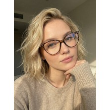 Funeyes Ena Cat Eye T Aksesuarlı  Ekartman Leopar Mavi Işık Korumalı Gözlük