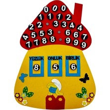 Keçebahçesi Kayseri Keçe Yüzlük–onluk-Birlik Pano ,1.sınıf,2. Sınıf Matematik Pano, Şirinler Mantar Pano