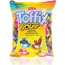 Elvan Toffix Sour Mix Yumuşak Şeker 1000 gr Ekşi Dolgulu Tatlandırıcı Özel Üretim