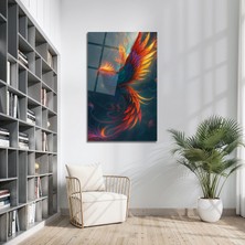 B&G Design Modern Renkli Anka Kuşu Tasarımlı Dekoratif Ofis Ev Cam Tablo