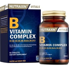 Nutraxin B Vitamin Kompleksi 60 Tablet Yetişkinler İçin B1, B2, B3, B5, B6, B12, Biotin İçerir