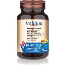 Validus Omega 3-6-9 Softgel Fish Oil 1300 mg + Flax Seed Oil 1300 mg + Borage Oil 1300 mg 50 Softgel