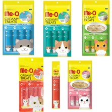 ‎Me-O Me-O Kedi Ödül Maması 4X15 gr 5 Çeşit Lezzetli Krema Avantaj Paketi 1 Yaş ve Üstü İçin