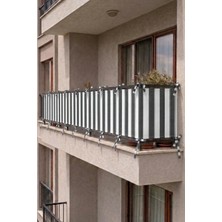 Devrim Olivya Tekstil Antrasit-Beyaz Bağcıklı Balkon Perdesi Demir Kapama Gizlilik Sağlayan Dayanıklı Branda