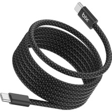 Bix T4CC 65W Usb-C To Usb-C Manyetik Tasarımlı Örgülü Hızlı Şarj ve Data Kablosu 1 Metre