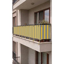 Devrim Olivya Tekstil Sarı-Gri Bağcıklı Balkon Perdesi Demir Kapama Gizlilik Sağlayan Dayanıklı Branda
