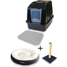 Kurtbay Şekil XXL Kapalı kedi tuvaleti + Simit Yatak + Tırmalama + Paspas -XXLKT1