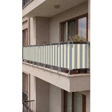 Devrim Olivya Tekstil Gri-Krem Bağcıklı Balkon Perdesi Demir Kapama Gizlilik Sağlayan Dayanıklı Branda