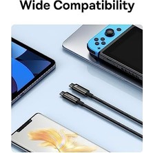 Tungsten Type-C To Type-C Şarj Kablosu, 240W Hızlı Şarj Destekli, Metal Uçlu, 1 Metre, Siyah - Dayanıklı Data Kablosu