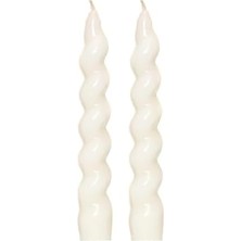 Yılbaşı 2'li Twirl Glow Beyaz Şamdan Mum Seti (18 Cm)