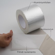 Butil Bant Su Geçirmez Bant Alüminyum Folyo Bant Bant 2 "(G) x 11.2ft (L) x 1.2mm (T), Tuvaletlerde, Boru Hatlarında, Çatı Çatlaklarında, Karavanlarda, Şemsiyelerde, Pencerelerde, Teknede, Zeminlerde,