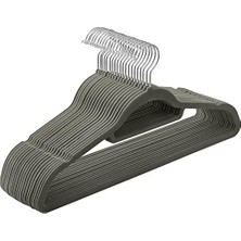 Kadife Elbise Askısı 20'li Set Kaymaz Küçük Bağlantı Demiri 360° Dönen Kanca 0,6 cm Kalın Yerden Tasarruf 43,5 cm Uzun Coats Pantolon Için Gümüş Gri CRF20V