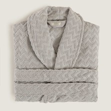 Chakra Zigzag %100 Pamuk Unısex Bornoz Gri