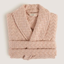 Chakra Zigzag %100 Pamuk Unısex Bornoz Somon