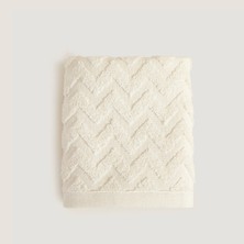 Chakra Zigzag %100 Pamuk El Havlusu 30x40 cm Ekru