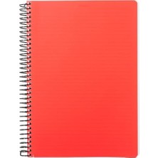 Primary Serisi, A4, 7 Konulu (5 Kareli, 2 Çizgili) 210 Yaprak Pp Kapaklı Spiralli Defter, Kırmızı