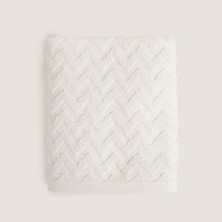 Chakra Zigzag %100 Pamuk Yüz Havlusu 50x80 cm Beyaz